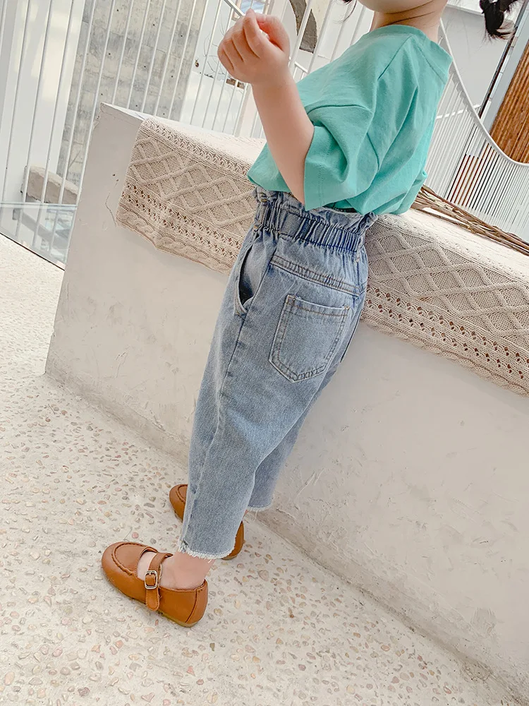 Children's clothing girl summer 2019 new casual Jeans Kids Korean version of the seven-point pants baby loose foreign gas | Детская