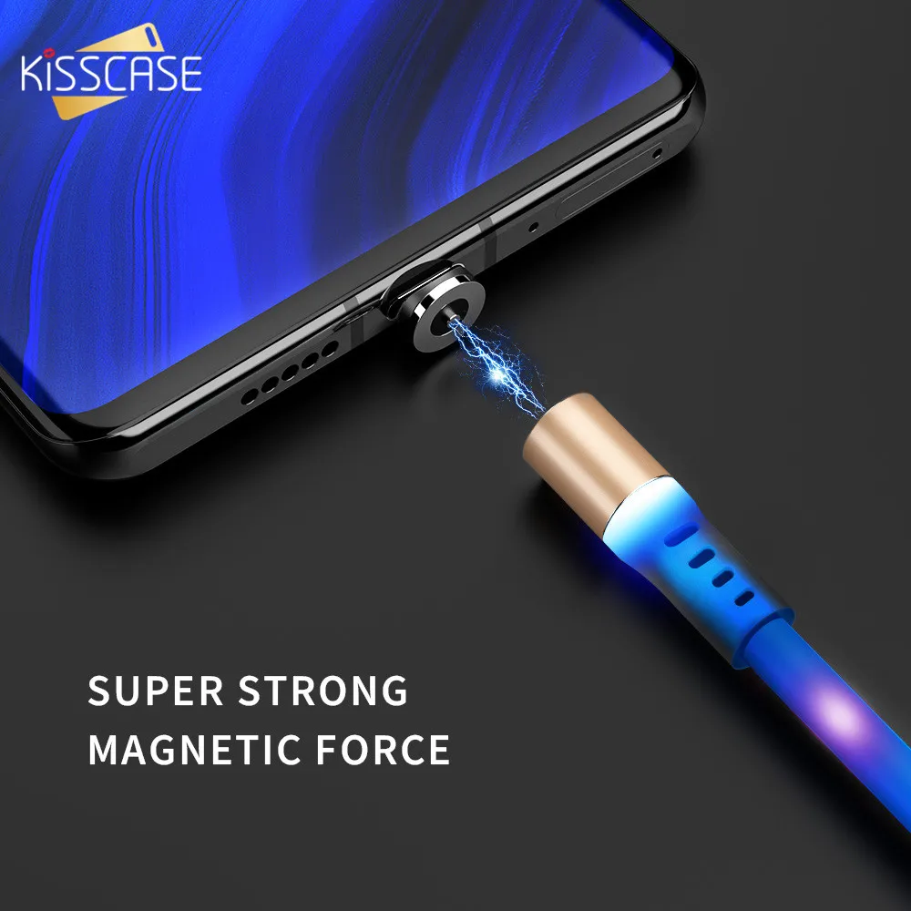 KISSCASE 1 м USB Магнитный зарядный кабель для Xiaomi Huawei Micro Type C Samsung LED Голосовое