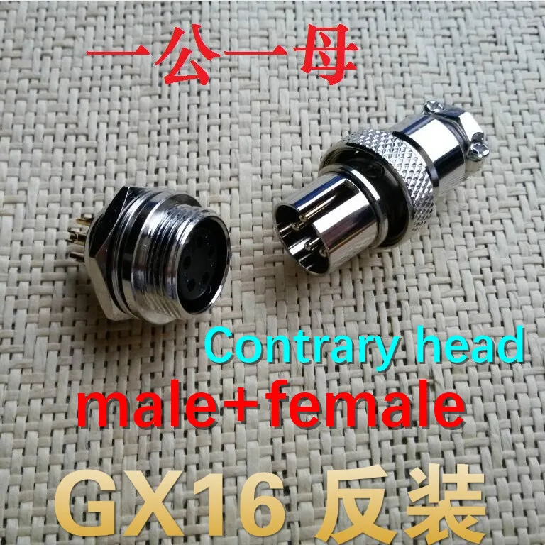 Feminino Mais Masculino = Conjunto Lot Plugues de ar Núcleo Gx16 Aviação Plugue Reverso Montado Ouro Chapeado M16 Conector Gx16 Carregamento Reverso 5