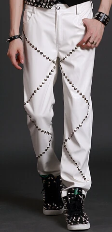 Бесплатная доставка! Панк-клуб мужские певицы персональные кожаные штаны для