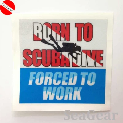 Стикер для дайвинга с аквалангом синий белый водонепроницаемый маленький и