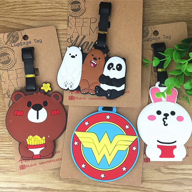 Дорожная бирка wonder woman bear little rabbit animal бирки силикагель чемодан ID Addres держатель для