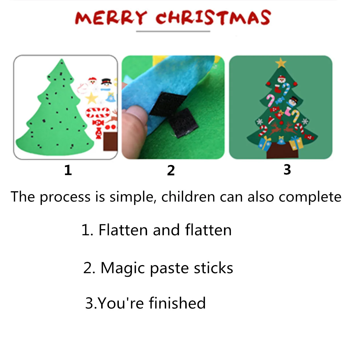 

100CM DIY Christmas Deluxe Felt Tree Wall Hanging Toddler Child Preschool Craft Decorations Gift Toys
