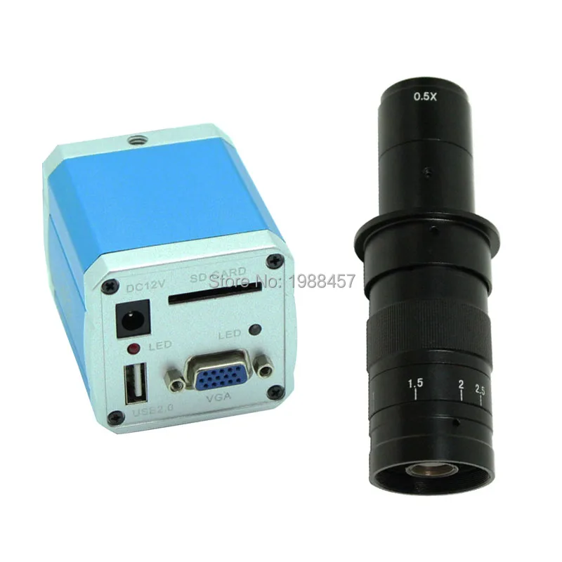 

1080P VGA USB C-mount Full HD Industrial Microscope Camera SD Card Video Recorder +10X-180X Zoom C-MOUNT Lens