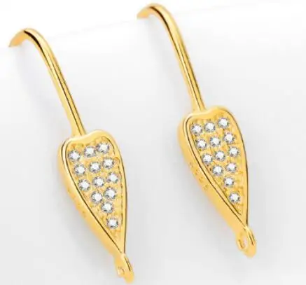 Gold3 925 пробы Серебряный ушной крючок микро-инкрустированные циркониевые серьги-Крючки Позолоченные ручные DIY серьги аксессуары - Цвет: Gold3