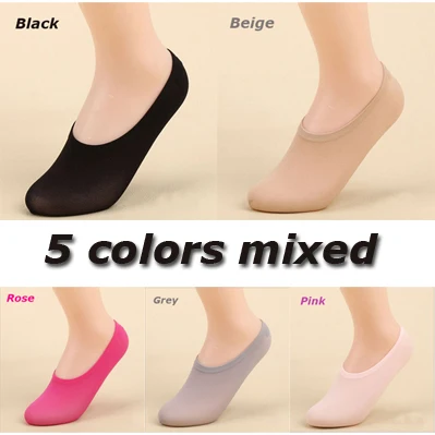 5 colors mixed 5 пар/лот новые детские короткие носки-башмачки с невидимыми открытыми пальцами без следов Скользящие силиконовые черные бежевые носки для детей яркие цвета - Цвет: 5 colors mixed