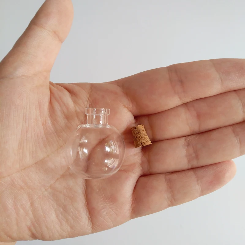 7ml Medium Ball shaped glass bottle with cork 27*32mm Small wish glass vials clear Pendant Decorative bottle 50pcs/lot