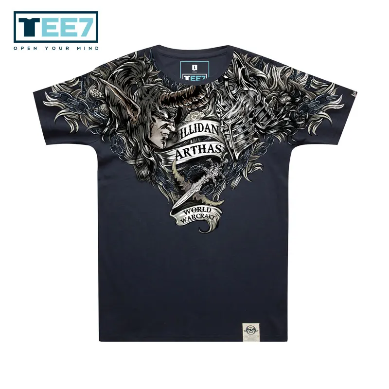 Фото TEE7 Game WOW 100% хлопковые футболки Arthas VS illidan летний костюм футболка с короткими TEE7 Game WOW 100% хлопковые футболки Arthas VS illidan летний костюм футболка с короткими