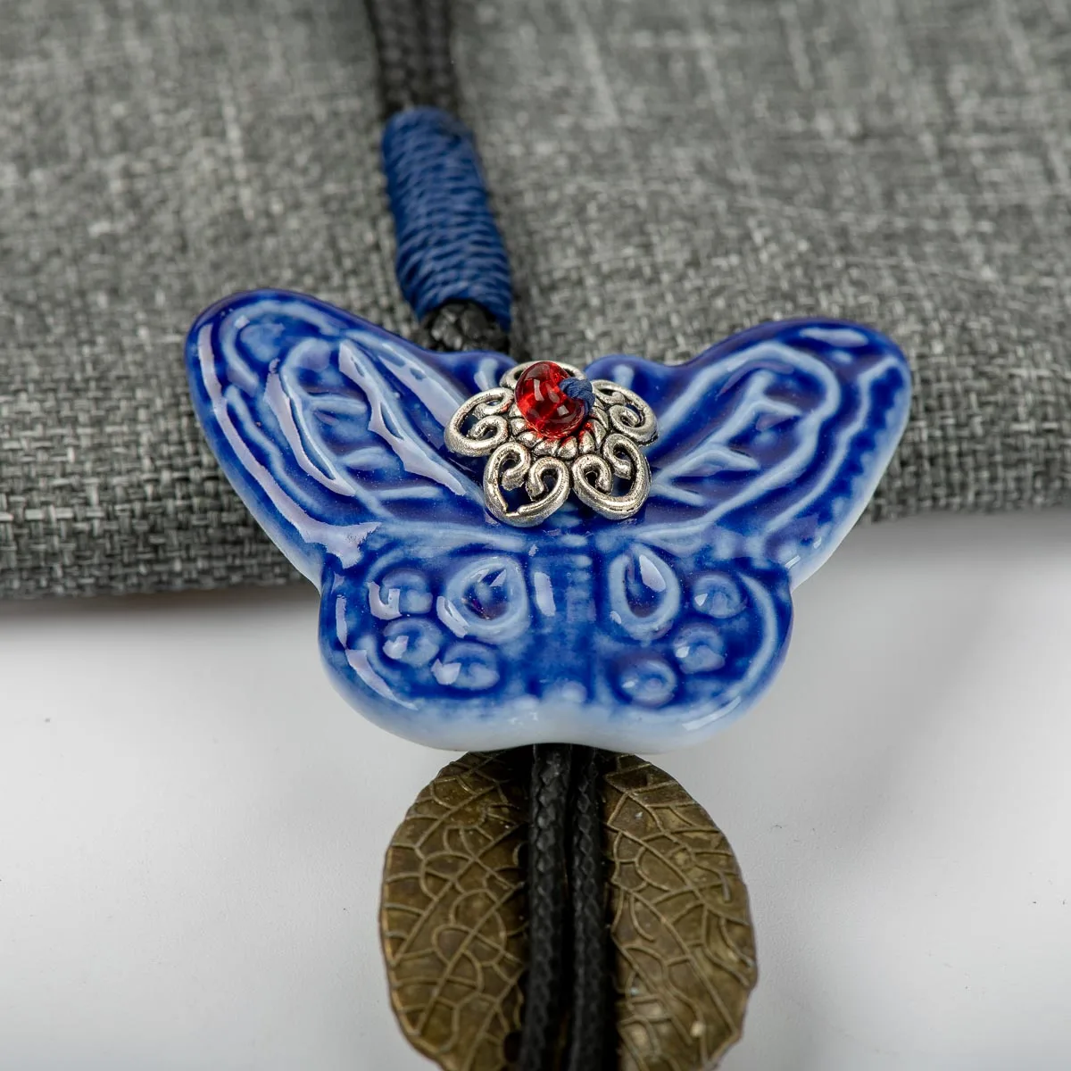 Керамические бабочки кулон женские длинные ожерелья ручной работы ювелирные