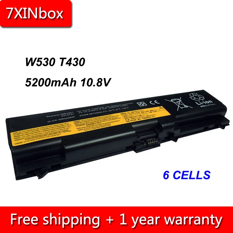 Аккумулятор для ноутбука Lenovo ThinkPad E40 E50 L430 L530 W530 T430 T530 45N1001 42T4796 5200 мАч 10 8