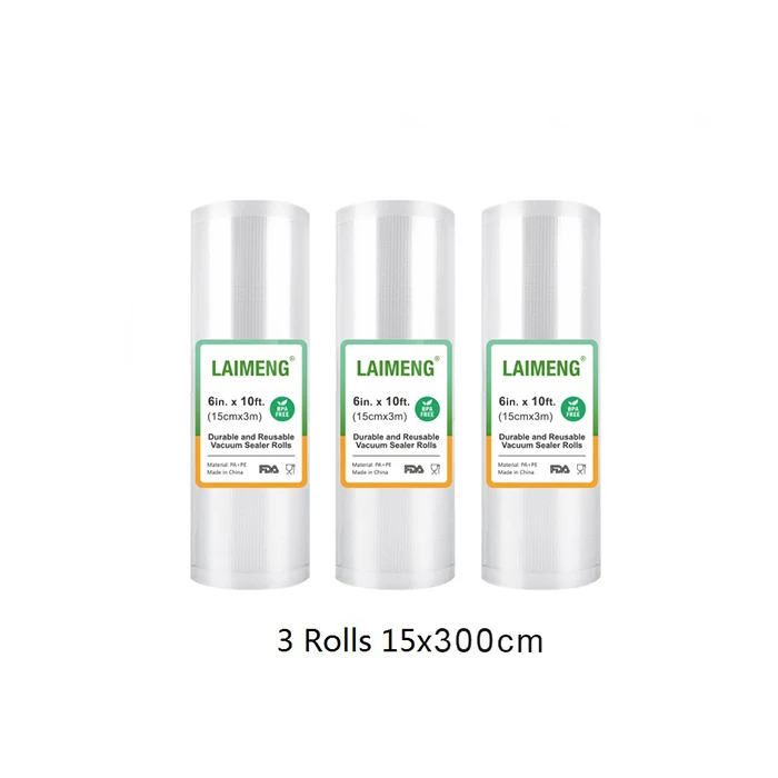 3R 15-300cm LAIMENG 3 рулона вакуумной упаковки, пакеты для вакуумного упаковщика, пленка для вакуумного упаковщика, упаковочная машина, текстурированная вакуумная сумка для хранения продуктов R119 - Цвет: 3R 15-300cm