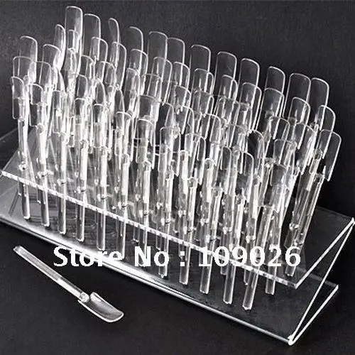 

64 Holes Nail Art Display Stand Sticks For Manicuries Practice Tool