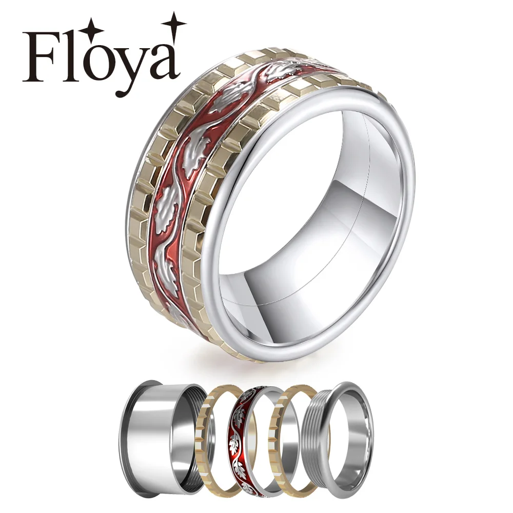 Floya женские обручальные кольца оригинальные комбинированные из нержавеющей