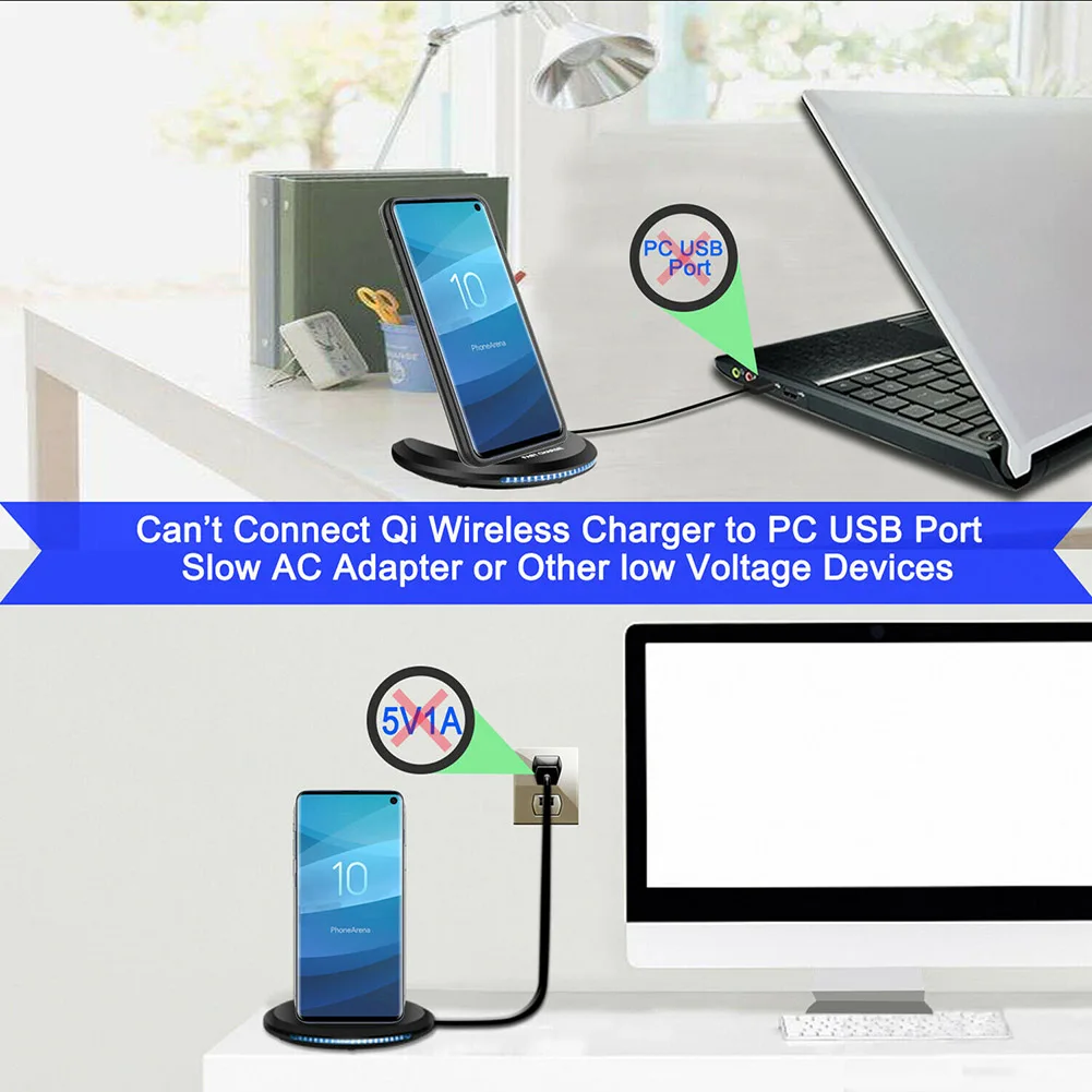 Портативное Qi Беспроводное зарядное устройство Подставка держатель быстрая