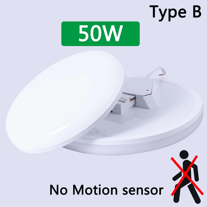 Without sensor 50W Светодиодный потолочный светильник, лампа с датчиком движения, светильник s PIR, Ночной светильник, 220 В, поверхностное крепление, Светильники для дома, светильник ing, для гостиной, лестницы - Цвет корпуса: Without sensor 50W