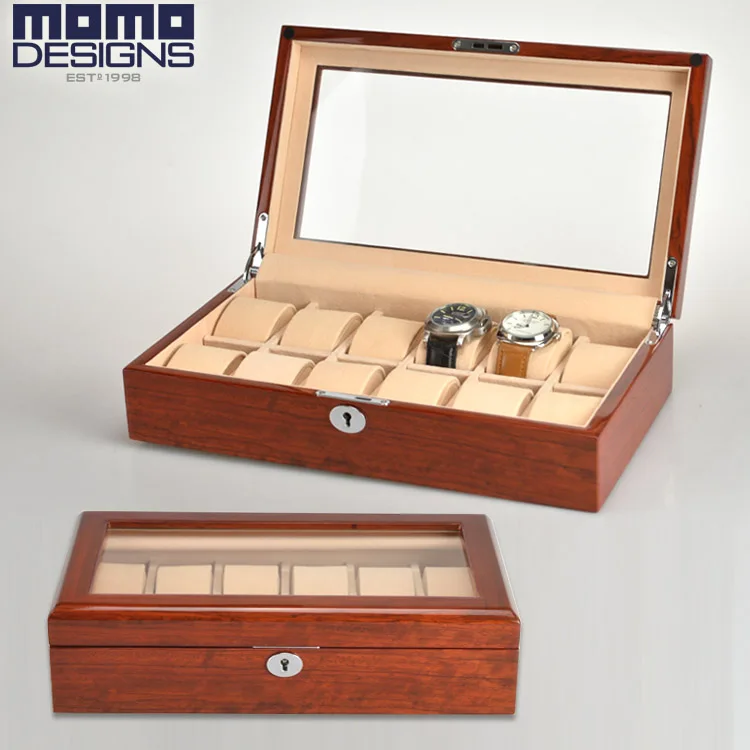 

Luxury Solid Rose wood watch packing box, 12 Watches storage box, Solid Wooden Watch pack box display, High quality watch case