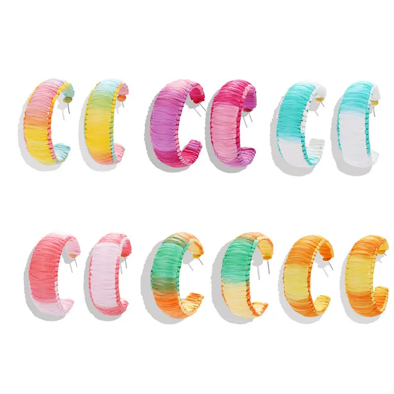 

Hot Oval Woven Hoop Earrings for Women Statement Rattan Earring 2019 Geometric Bohemian Wedding Jewelry