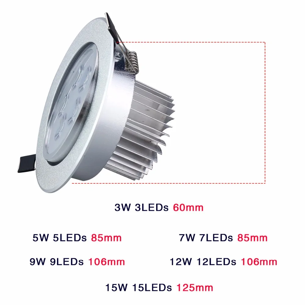 Светодиодный потолочный светильник высокой яркости 3 Вт 5 7 9 12 15 85 265 в