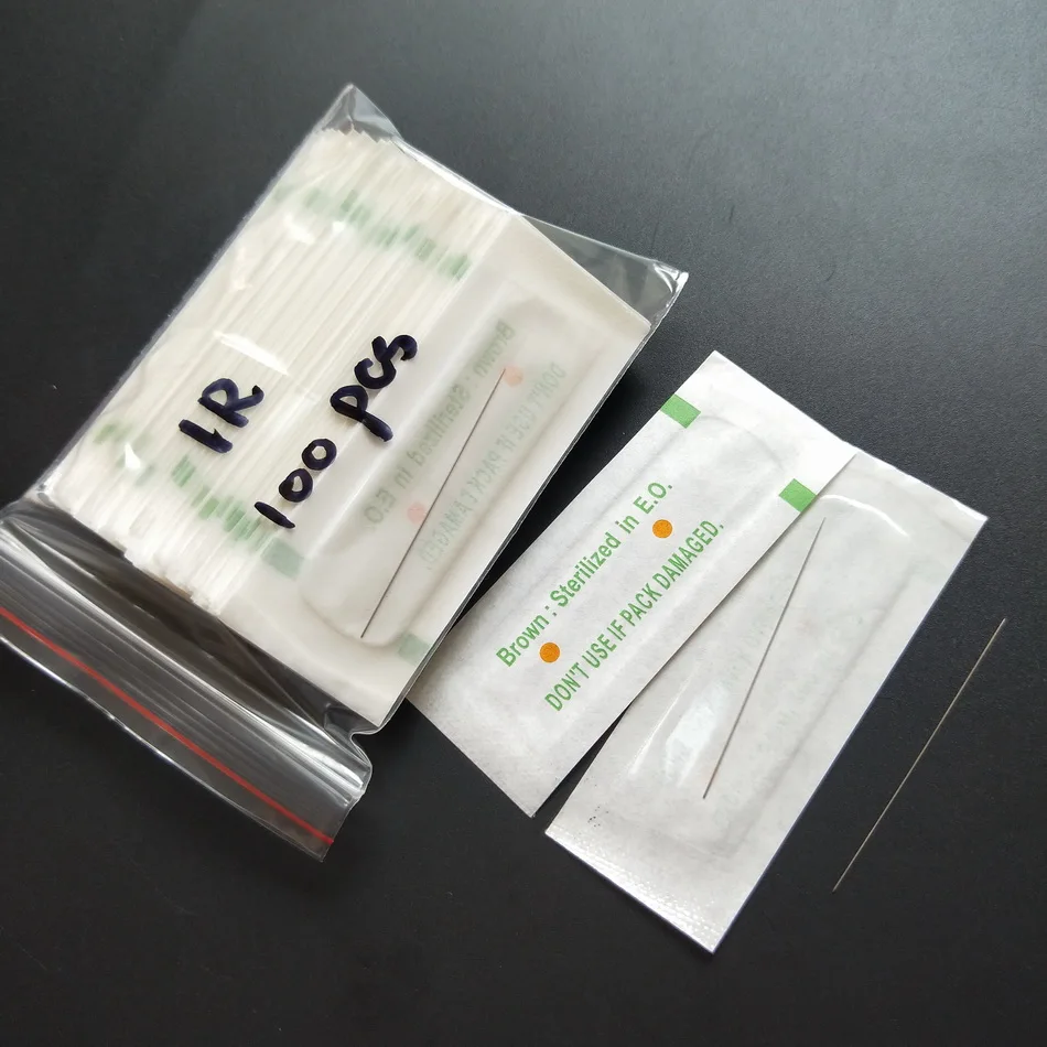 

100Pcs 1R Permanent Makeup Needles 0.35x50mm Traditional 1R Needles For Tattoo Eyebrow Pen/Machine