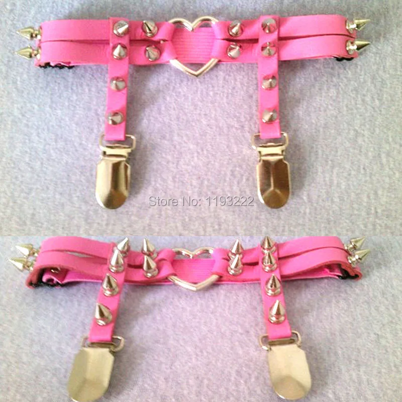 Подвязки с двойными шипами в стиле панк Goth Bullet подвязка сердцем и металлическими