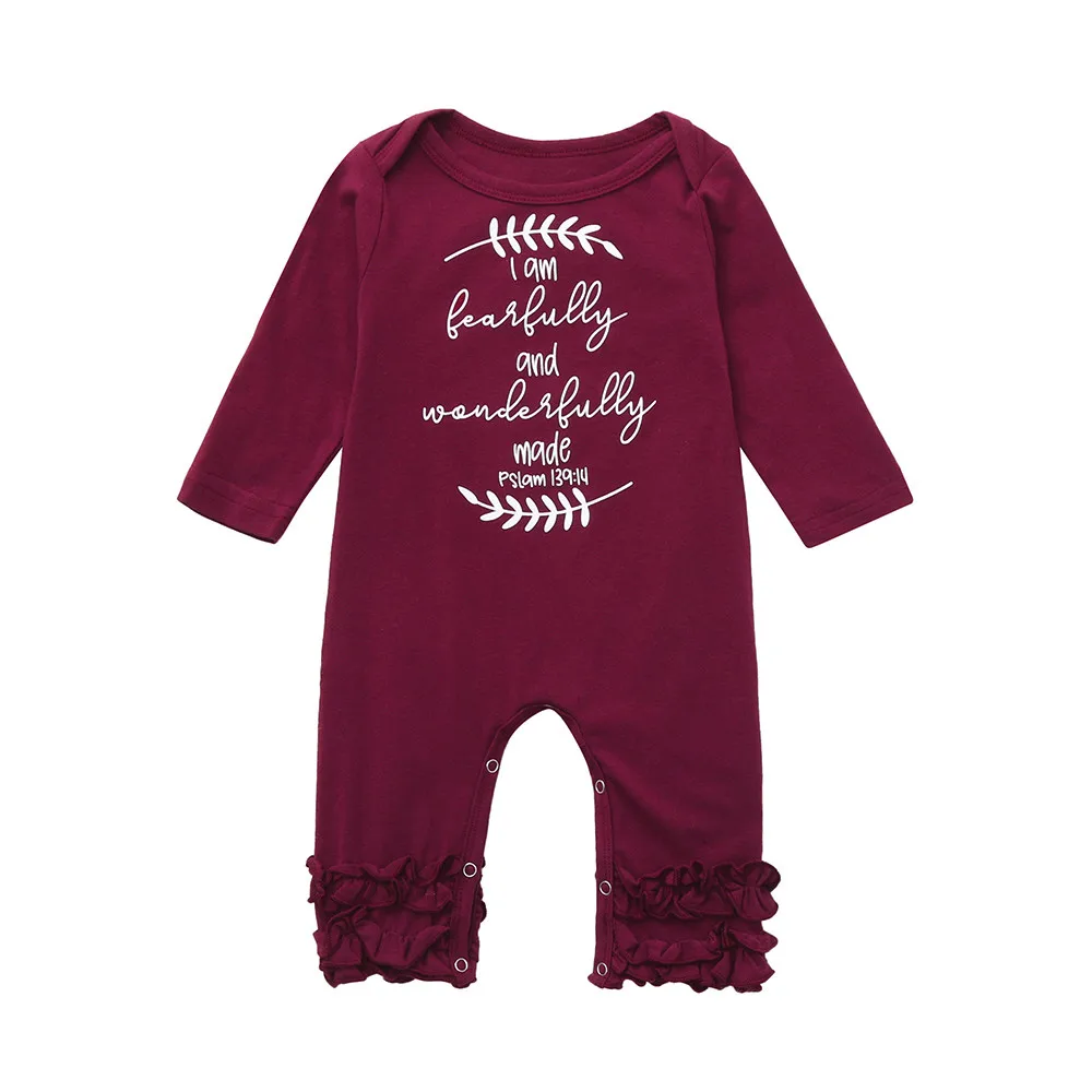 Newborn Baby Girl Clothes Long Sleeve Romper Jumpsuit LetterRuffles Outfits | Детская одежда и обувь