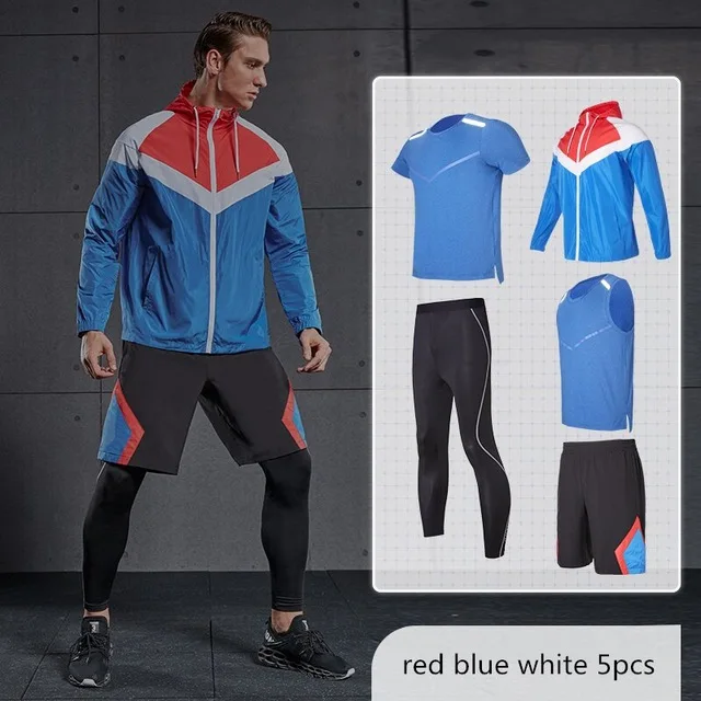 Vansydical мужские спортивные наборы для бега, спортивные костюмы для бега, спортивная одежда для занятий спортом, одежда для занятий спортом, 5 шт., для спортзала для игры в баскетбол - Цвет: BTC5565