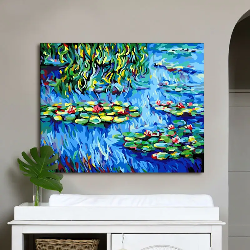Раскраска по номерам Monet модульный рисунок водяной лилии цифровая краска Лотос
