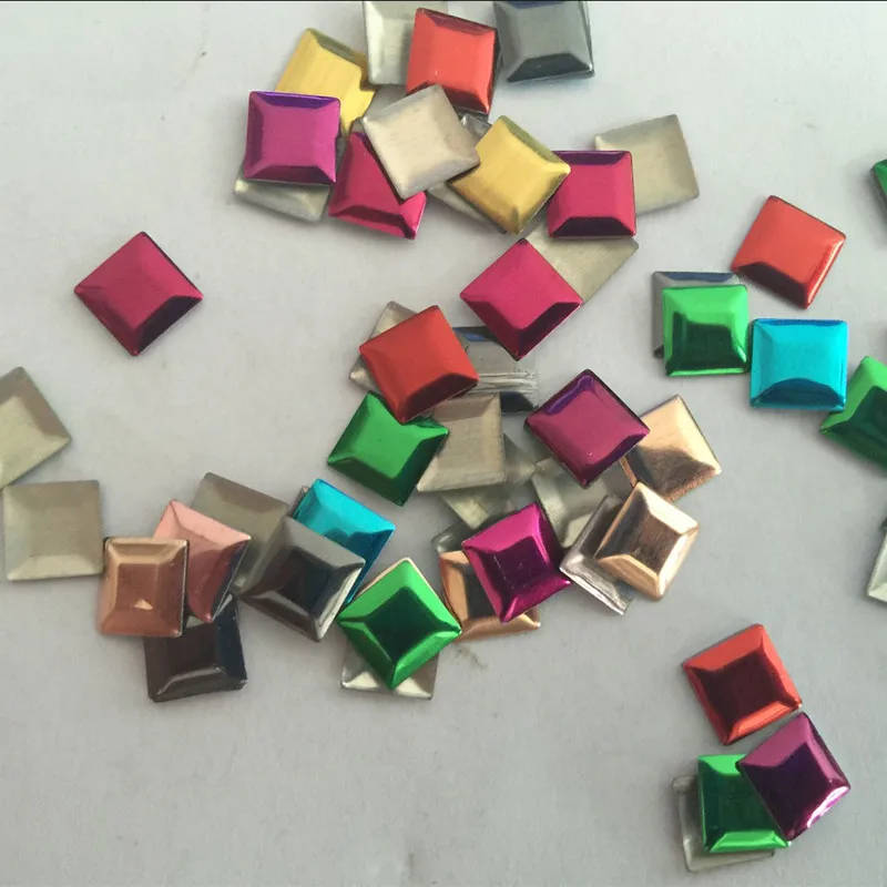 1440pcs 7*7mm Mix Color Square Hotfix Studs Flat Back Iron On beads Glue FlatBack Rhinestuds Heat Transfer For DIY Nailheads | Дом и сад