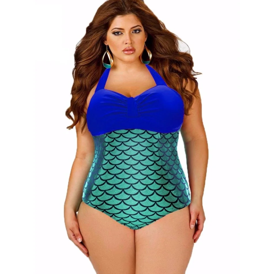 XL XXL XXXL плюс Размеры Одна деталь Купальник Лето русалка ванный комплект большой