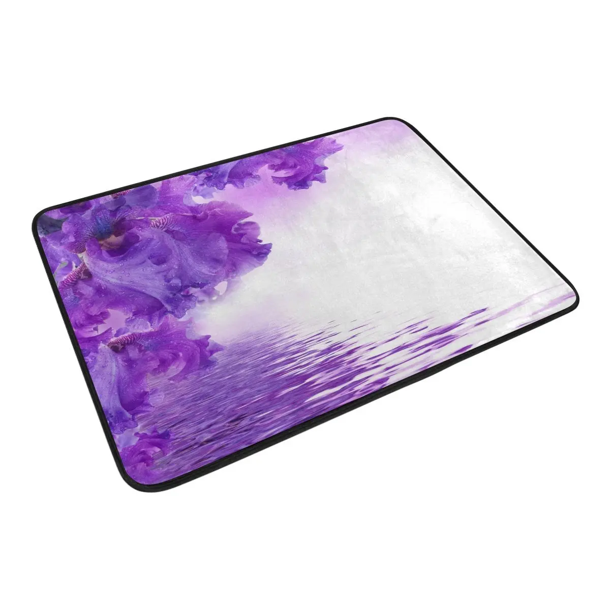 

Purple Flower Shower Curtain and Mat Set, Floral Irises Waterproof Fabric Bathroom Curtain Modern