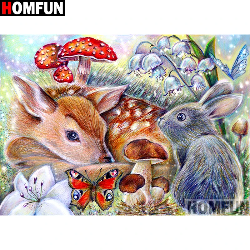 

Алмазная живопись HOMFUN A09222 «мультяшный олень», полноразмерная/круглая вышивка крестиком, 5D «сделай сам», домашний декор