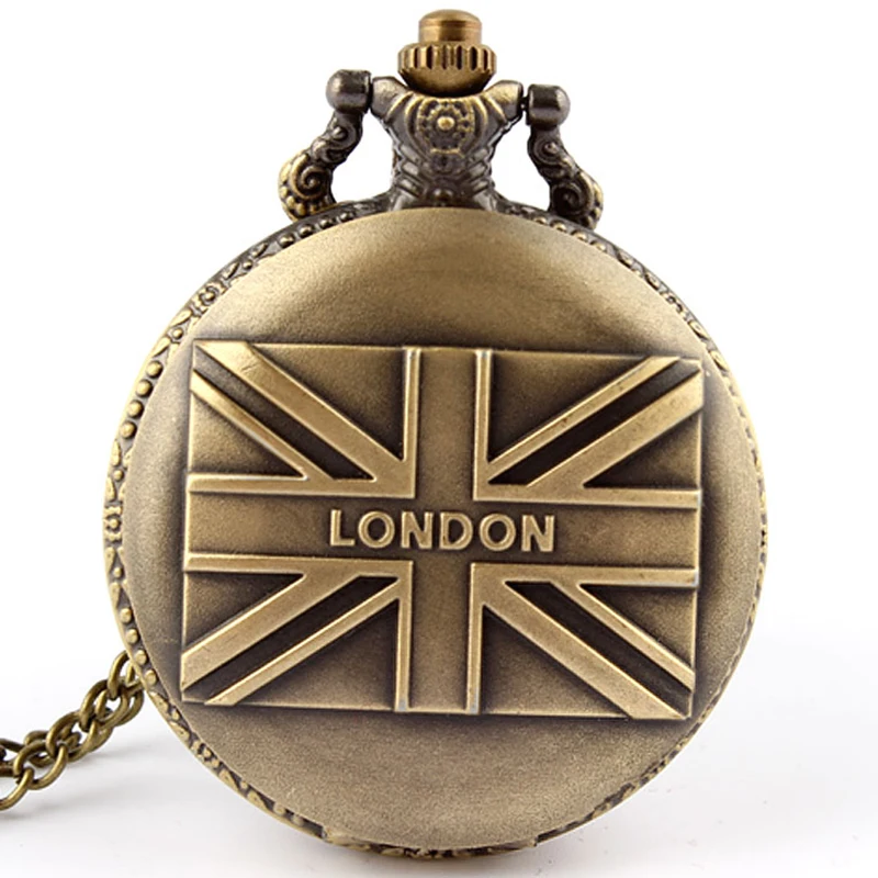 

Vintage UK Flag Quartz Pocket Watch Pendant Necklace Chain Fob Watches Men Women Gift United Kingdom Britain England Pattern New