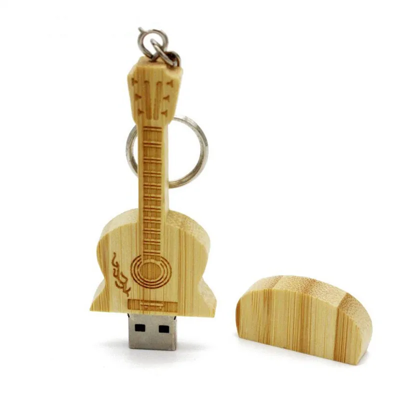 Bamboo POWERONE Логотип заказной деревянный гитарный флеш-накопитель Гитара s usb флеш-накопитель карта памяти Флешка 64 ГБ 16 ГБ 32 ГБ Подарочный металлический брелок для ключей - Цвет: Bamboo