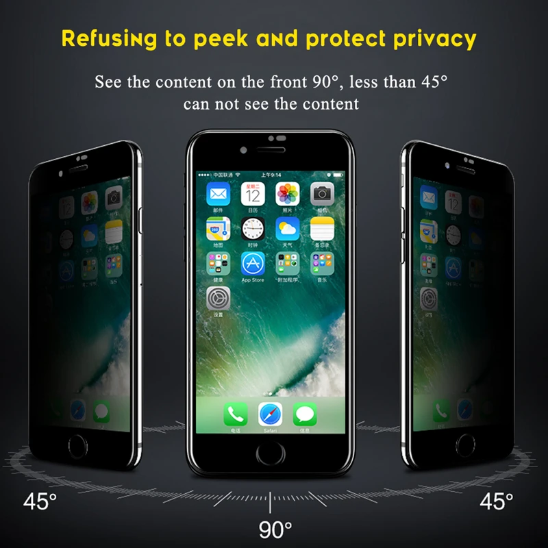 Антишпионское закаленное стекло для Apple iPhone 7 новое Keep Your Secret 8 6 6S Plus 10 X защита