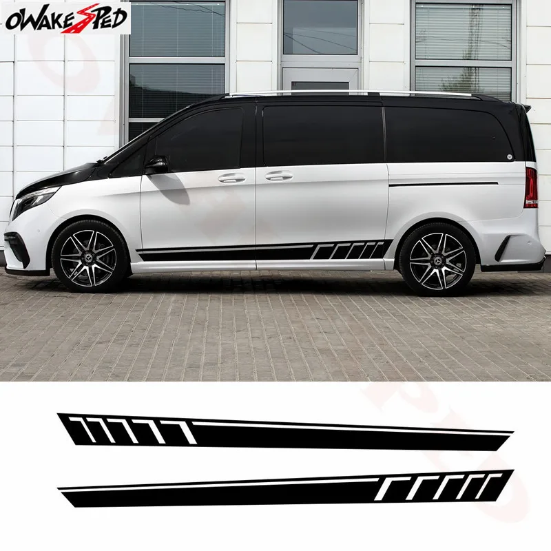 2 шт. Racing боковые полосы Декор наклейки двери автомобиля сбоку юбка виниловые для