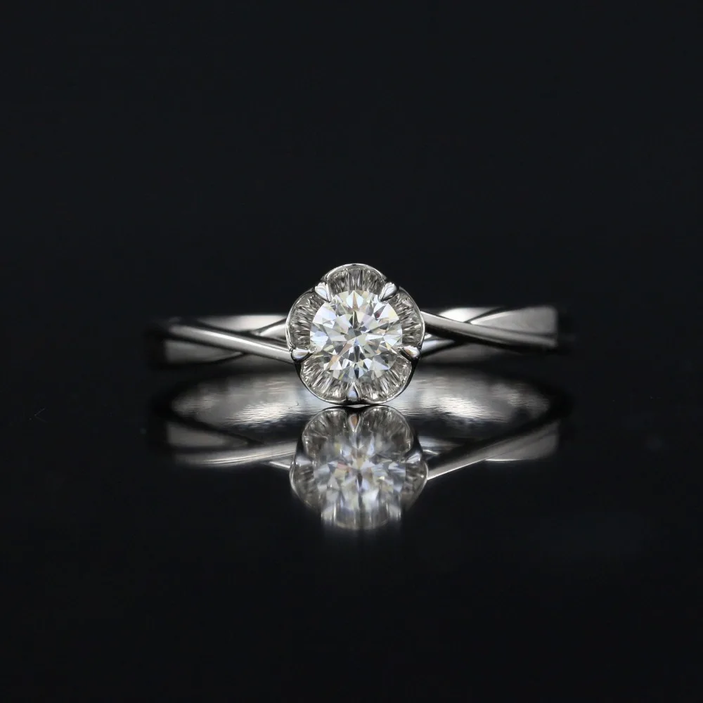 Женское кольцо с натуральным бриллиантом LASAMERO 0.238CT H/SI круглой огранкой 18 К белое