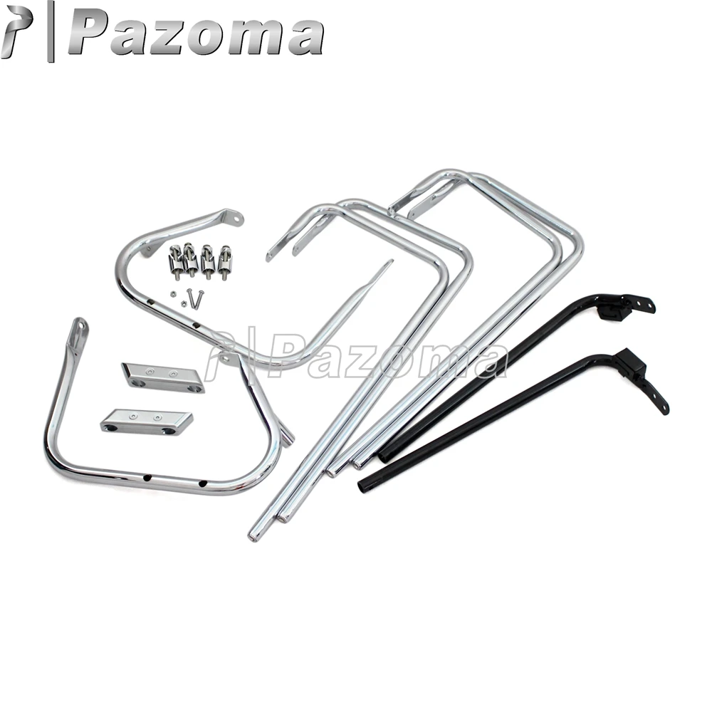 Хромированная защита седельной сумки для мотоцикла с двойным рельсом комплект