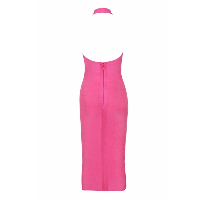 

2019 New Fashion Halter Bandage Dress Sexy Deep V Neck Backless Bodycon Summer Pink Party Dresses Club Wear vestidos de verano