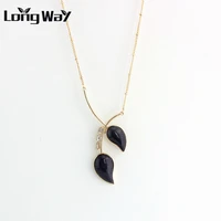 longway new trendy ethnic style long gold color necklaces pendants natural stone necklace for women crystal jewelry sne160176