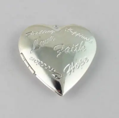 

FREE SHIPPING 60PCS Silver Color Plate Word Heart Locket Pendant 42x40mm #20399