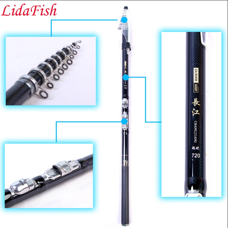 Удочка из углеродного волокна 99% 3,6 / 4,5 5,4 6,3 7,2 м, складная, суперлегкая и сверхпрочная, бесплатная доставка.