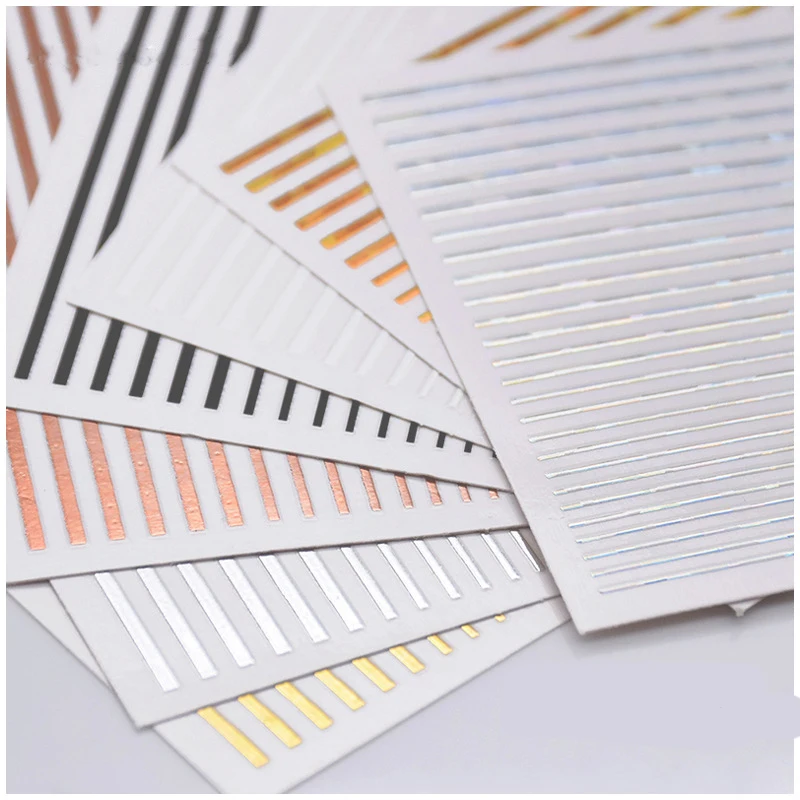 1 лист 3D наклейка для ногтей Золотая Серебряная лента ногтевого дизайна Наклейка