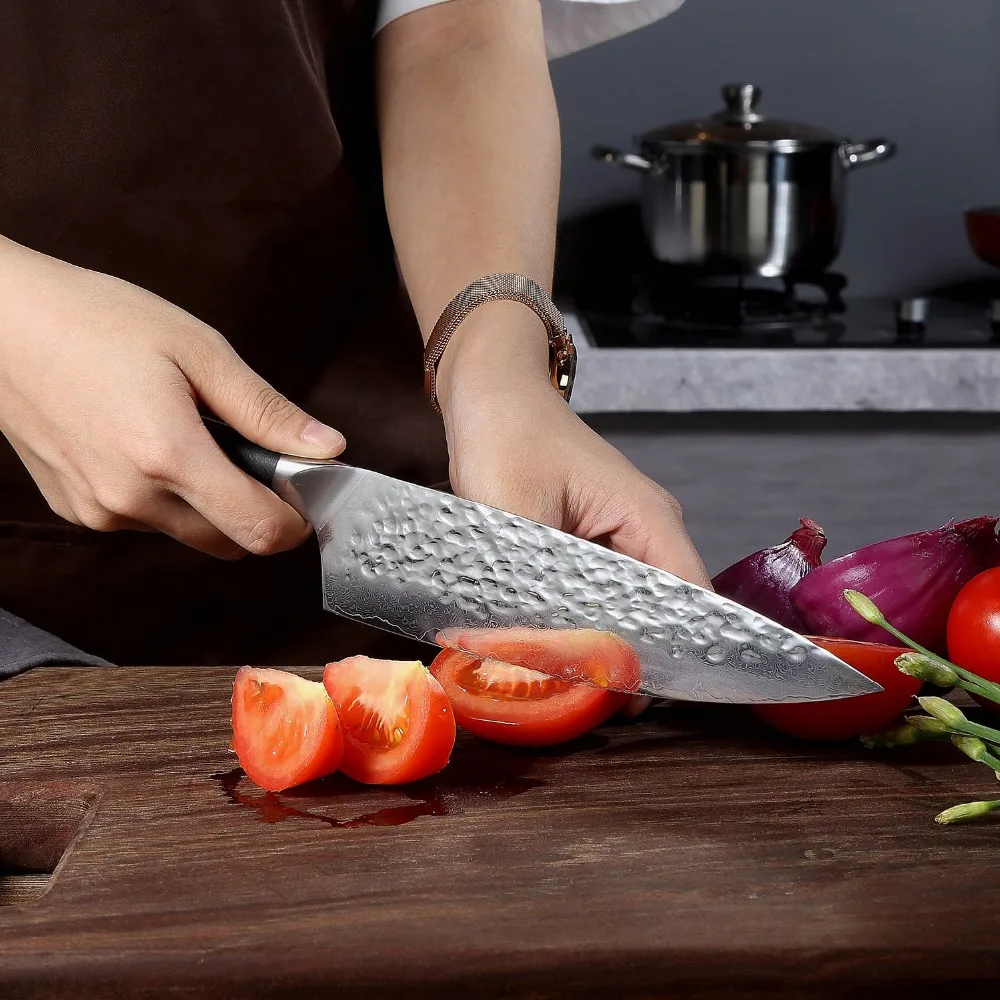 Новинка 2018 8 дюймовый шеф нож KEEMAKE дамасское зеркальное лезвие из стали кухонные