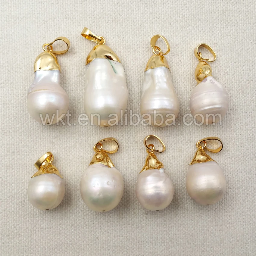 WT P1085 оптовая продажа натуральный пресноводный жемчуг кулон с золотым