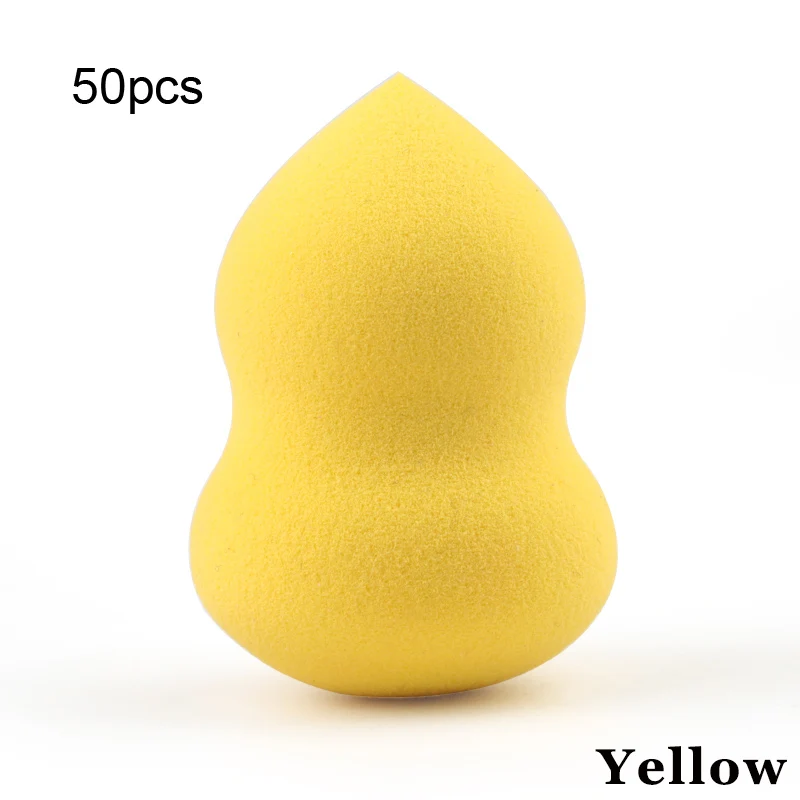 M Yellow 50pcs gourd Средний макияж губка серьги в форме капли воды, основы под макияж, буфами на рукавах корректор порошок гладкой Красота косметический спонж для макияжа инструмент - Цвет: M Yellow 50pcs gourd