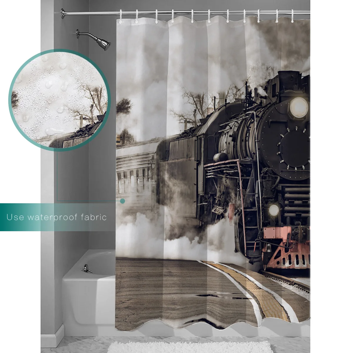 SHOWHOME занавески для душа возраст пара старых поездов Ванная комната Декор|Шторы