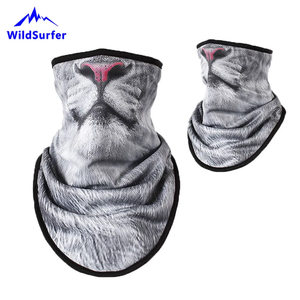 WildSurfer флисовые лыжные нагрудники с животным лицом Сноуборд Маска для всего лица