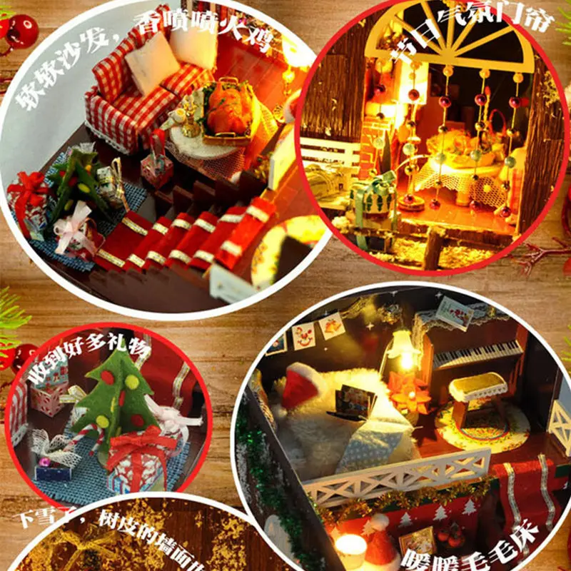 Миниатюрный кукольный домик WINCO сделай сам мебель рождественский карнавал