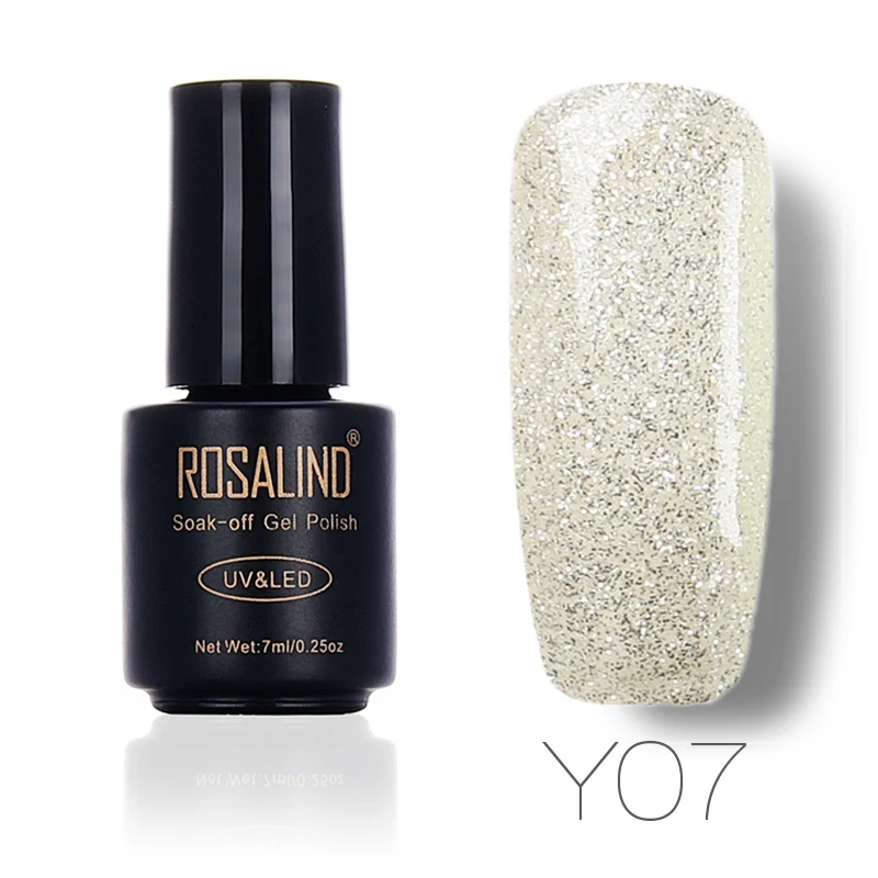 Y07 ROSALIND гель 1 S 7 мл Серебряный Алмазный гель для ногтей Полировка для ногтей лак для ногтей цветной УФ лак для ногтей Гель-лак для полировки лака - Цвет: Y07