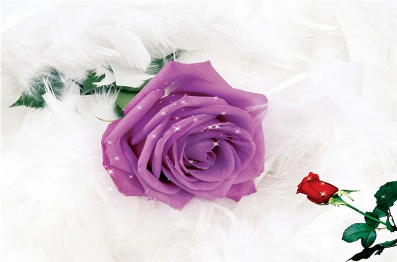 Обои фиолетовые цветы 3d на заказ с перьями фотообои настенная живопись